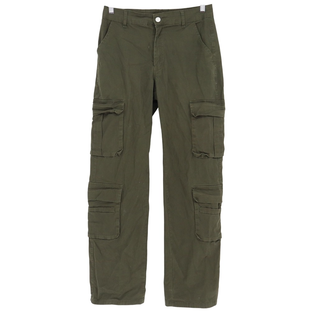 Nvfelix Mens Green Cargo Pants Utility Streetwear Size M Olive Straight Leg